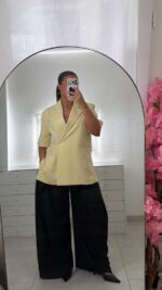 Blazer manche courte JAUNE – Image 3