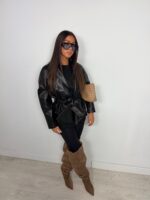 Veste simili cuir cintrée