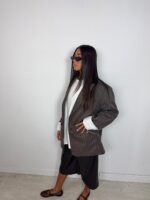 Blazer rayé oversize light brown – Image 2