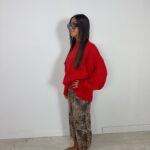 Pull col montant rouge