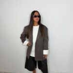 Blazer rayé oversize light brown